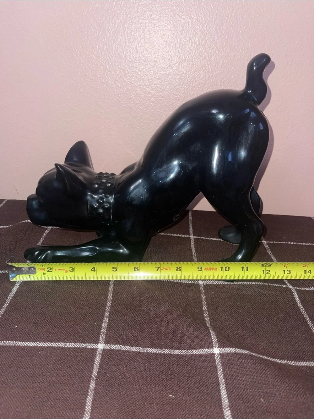 Vintage MCM Stalking Prowling Ceramic Boston Terrier Figurine Art Deco1970s